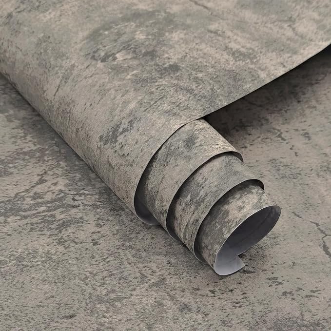 3yecao Grey Concrete Wallpaper Peel and Stick Gray Concrete Contact Paper | 24"×354" Thick Light Beige Cement Wallpaper Faux Vinyl Self Adhesive Waterproof Wall Sticker for Gym Bathroom Bedroom Walls - Image 9