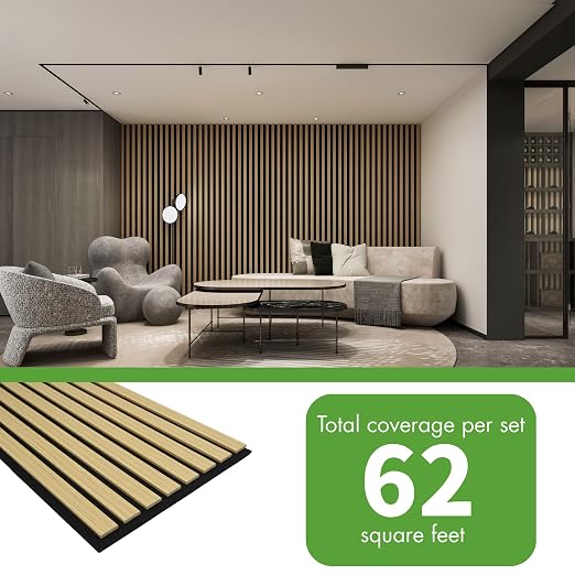 Art3d 8-Pack 12" x 93" Soundproof Wood Slat Panels, 62 sq.ft Acoustic Wall Panels, 3D Wall Panels with Wood Slat Design, Decorative Wood Wall Panel for Accent Walls-Oak - Image 4