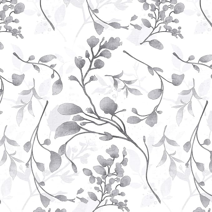 Orainege Peel and Stick Wallpaper Gray Floral Wallpaper Self Adhesive | 17.7 in ×118.1 in Floral Contact Paper Waterproof Removable Wall paper for Bedroom Bathroom Decor by Orainege