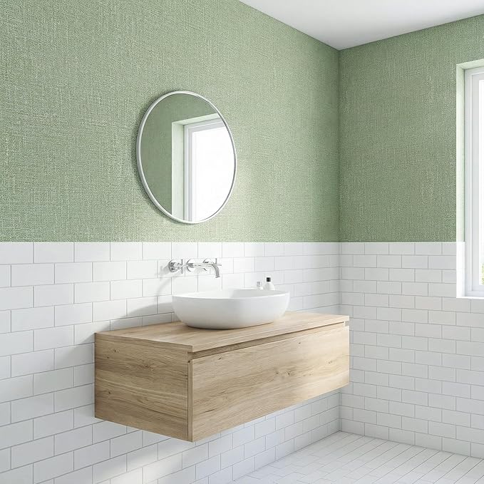 WADILE Grasscloth Peel and Stick Wallpaper 15.7in x 787.4in, Textured Contact Paper for Cabinets, Faux Linen Wall Paper Pull and Stick, Fabric Vinyl Wallpaper Self Adhesive Light Green | Textured contact paper, Faux linen, Vinyl material, Cabinets, Sel... - Image 6