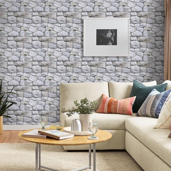 Commomy Faux Stone Peel and Stick 3D Wall Panels 10 Pcs 11.8" x 11.8" | Ultralight Thin PVC Printable Faux Rock Wall Covering Decorative Tiles for Living Room,Fireplace(Covers 9.7 sq.ft) - Image 7