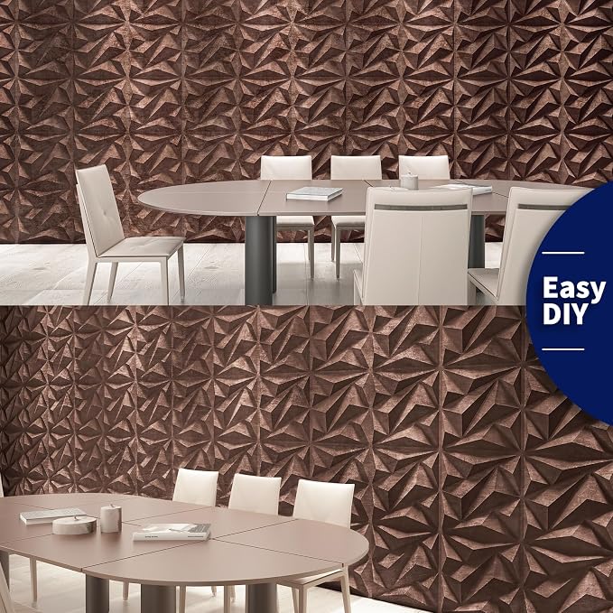 Art3dwallpanels 3D Wall Panels Diamond, PVC Antique Copper | 3D Raised Diamond Wall Tiles, Waterproof Fireproof, 12 Sheets Large Size Pack, Easy DIY Install for Bedroom Living Room Wall - Image 5