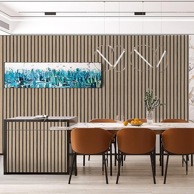 Brown Wood Slat Peel and Stick Wallpaper - 17.5"x100" Textured Faux Wood Self-Adhesive, Waterproof Removable Wall Panel for Bedroom, Kitchen, Office - Easy Install - Image 5