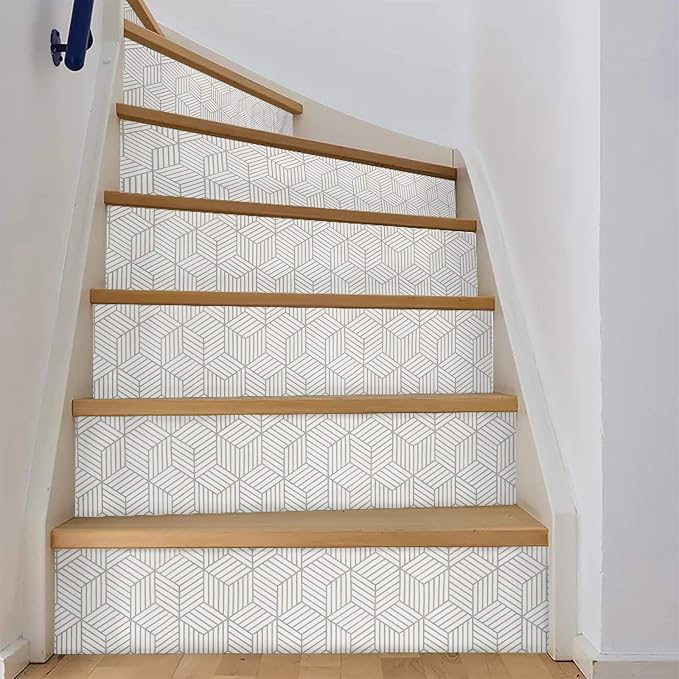 MelunMer White and Silver Peel and Stick Wallpaper Modern 17.7”×276” | Sliver Stripe Wallpaper Self Adhesive Removable Wallpaper Geometric Pattern Hexagon Wallpaper Shelf Drawer Liner Vinyl Film - Image 7