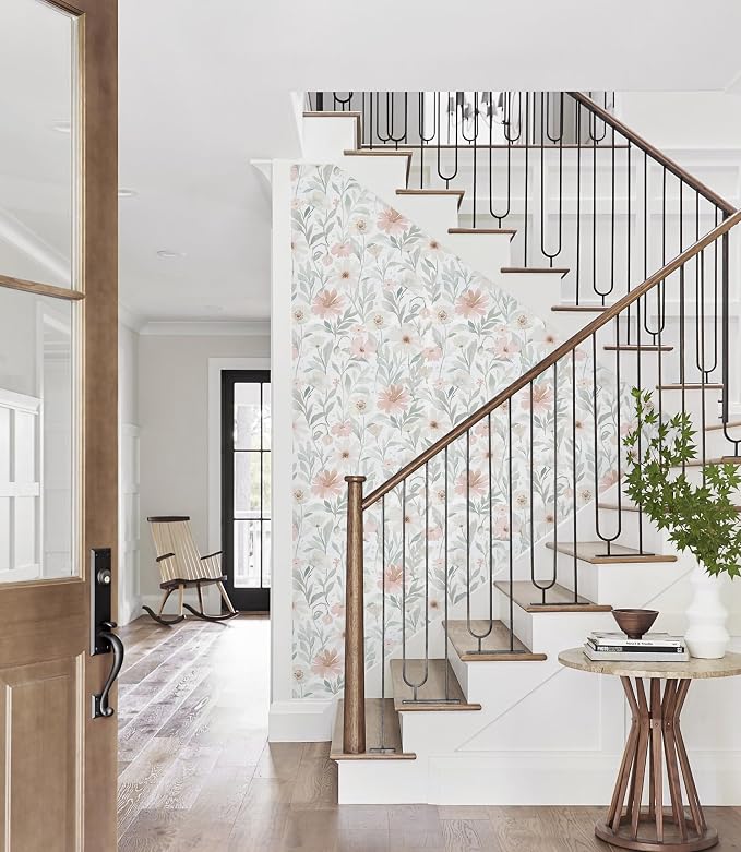 CiCiwind 17.3"×393.7" Peel and Stick Wallpaper Floral Removable Self Adhesive Eco-Friendly Contact Paper Boho Papel Tapiz para Pared Bedroom Bathroom Living Room Decor Vinyl Film Roll - Image 4