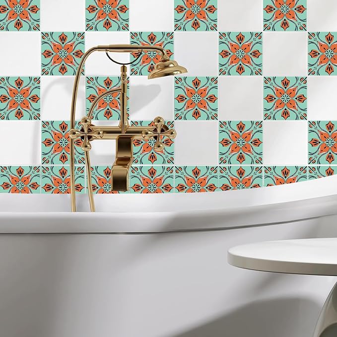 Wall Tiles Peel and Stick Waterproof - 24 Pcs (6x6 Inch) Wall Stickers Backsplash Decals for Kitchen, Bathroom, Removable Self-Adhesive Vinyl Art with Bohemian Patterns - Image 5