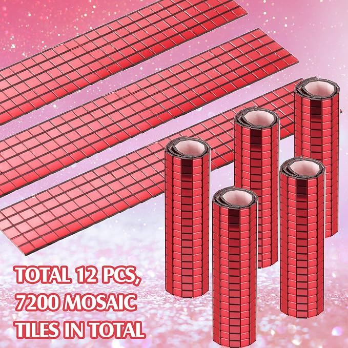7200 Pieces Red Disco Mirror Tile Self-Adhesive Mirrors Mosaic Tile - Image 3