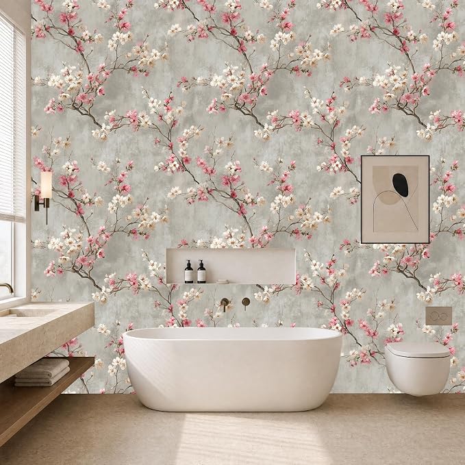 Dusty-Toned Branch Flower Removable Self-Adhesive Wallpaper for Bedroom & Living Room Decor 17.7×118 Inch,Waterproof Wall Covering for Accent Walls, Apartment, Nursery - Image 6