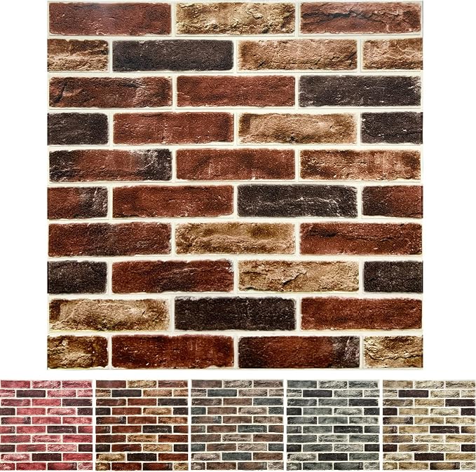 20-Pack 104 Sq.Ft 3D Wall Panels Peel and Stick 3D Faux Brick Wallpaper Peel and Stick Red Brown Faux Stone Wall Panel Foam Brick Self-Adhesive 3D Wallpaper by YLLYLL