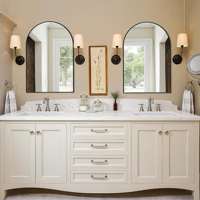 Arched Bathroom Vanity Mirror for Over Sink, 30”x20”, Black - Image 7