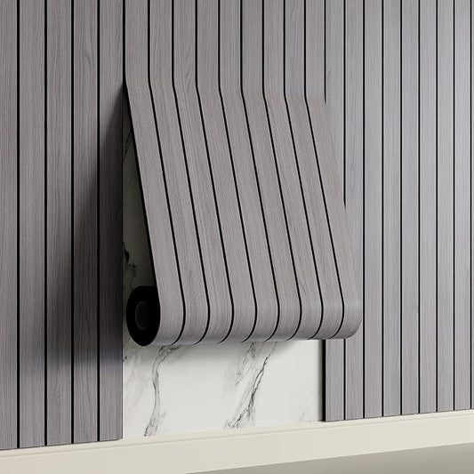 Yutianli PVC Slat Wall Panel Peel and Stick 236"x 15.7" Faux Wood Slat Panel Artificial Oak Wood Grain Self-Adhesive Soundproof 3D Wall Panel for Walls and Ceilings by Yutianli