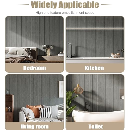 Thick Wood Slat Wall Panels, Modern 3D Peel and Stick, 15.75"x118" Self-Adhesive Accent Wall with Sound Dampening for TV Wall and Ceiling, Bedroom, Home Office, Dark Grey, 13 Sq Ft - Image 7