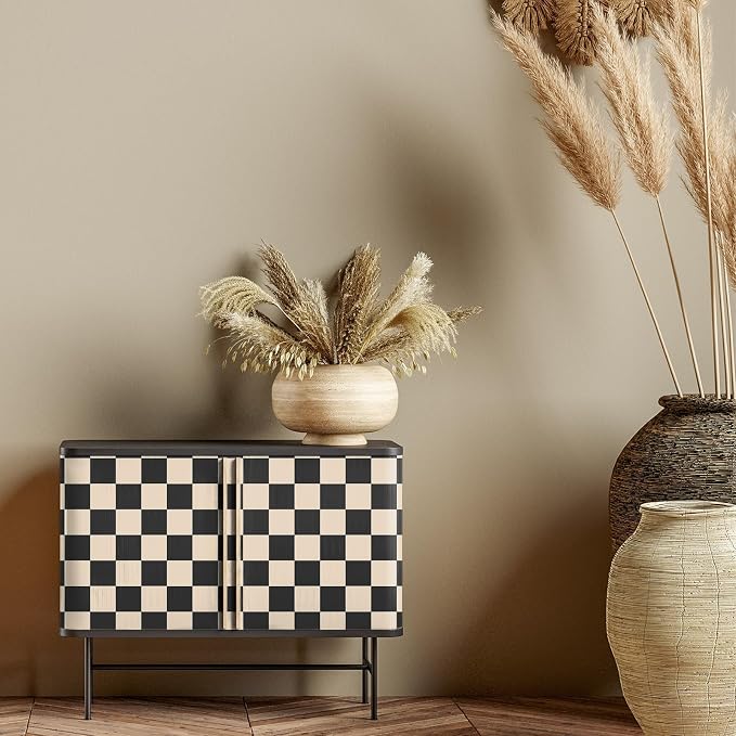 Drydiet Black Brown Checkered Peel and Stick Wallpaper 15.75'' X 118" | Plaid Funky Checkered Contact Paper, Waterproof Contact Wallpaper, Vintage Gingham Decor for Room Bathroom Cabinet, Trendy - Image 3