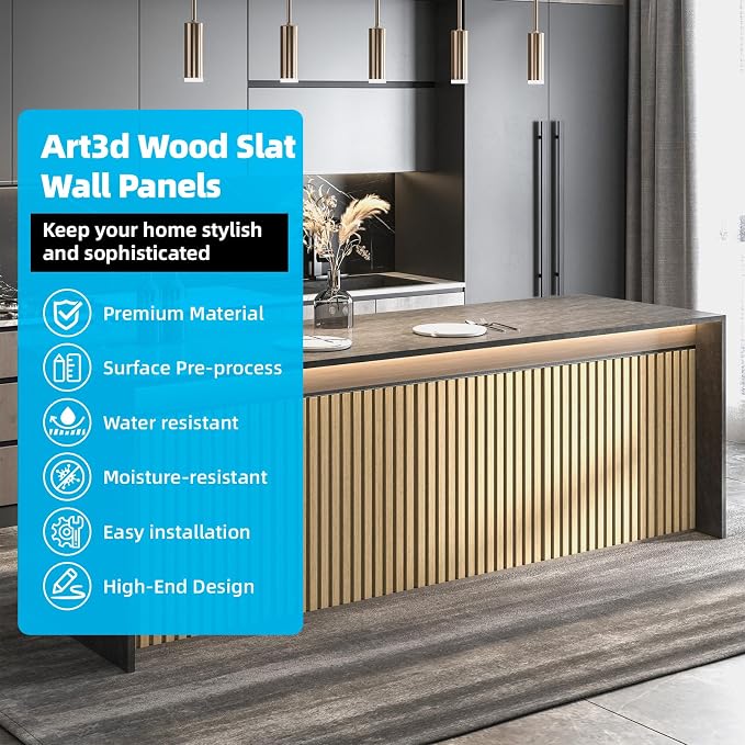 Art3d Wood Slat Wall Panels, Fluted MDF, 6-Pack, 94.6 x 7.4 in,Oak | 3D Textured Panels for Accent Walls, Ideal for Living rooms, Bedrooms, Offices, Entryways and Studios - Image 4