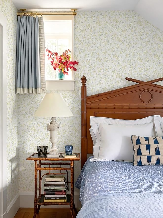 Peel and Stick Wallpaper for Nursery Yellow Cherry Blossom Waterproof | 197"×17.3" Yellow Floral Watercolor Wallpaper Gentle Accent Wall Decor with Grid Lines for Bedroom Vinyl Self-adhesive - Image 6
