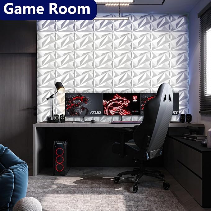 3D Wall Panels White PVC Wall Panels for Interior Decor 12"x12" | 3D White Wall Panels for Living Room, Bedroom, Gaming Room Decor, Lobby Office Accent Walls, 10 Pack Covers 10.Sq.Ft. - Image 8