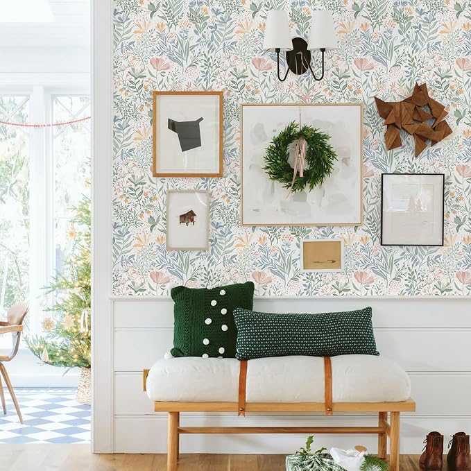 Fititem Floral Peel and Stick Wallpaper Boho Modern Wall Paper 17.3”×78.7” | Wildflower Self Adhesive Contact Paper for Cabinet Fun Nature Removable Waterproof Wallpaper for Bathroom Kids Bedroom Decor - Image 6