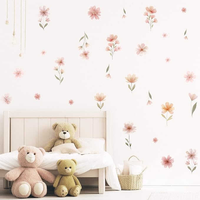 Flower Wall Decals - Peel and Stick Large Floral Flowers Wall Stickers,Removable Flower Home Decor Art for Kids Living Room, Bedroom, Nursery Decor Wall Corner Decor (Flower Wall Decals) by Unknown