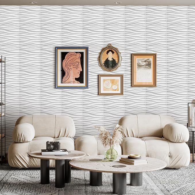 Heikki 30 Pack 3D Wall Panel for Interior Wall Décor, PVC Flower Textured Wall Panels for Living Room Bedroom Hotel Office, 11.8"x11.8", Double-Sided Tape (White-YZ) - Image 8