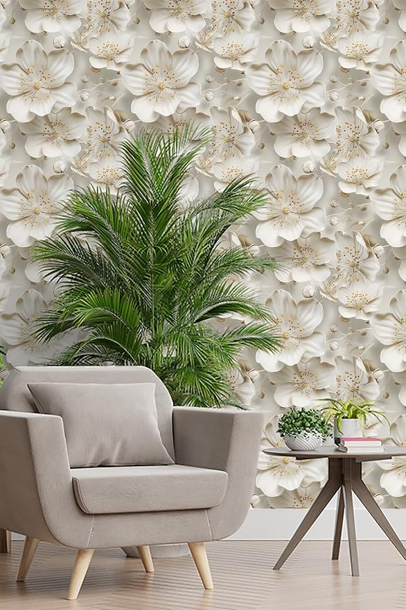 Peel and Stick Wallpaper Gray Yellow Gradient Floral Small - Image 4