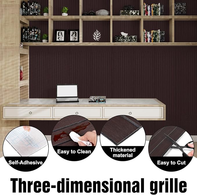 3D Wood Slat Wall Panels Peel and Stick Faux Wood Grain Thick Wallpaper 15.7"x236" Acoustic PET & IXPE Foam Paneling Self-Adhesive Decor for RV Living Room Bedroom Ceiling DIY Accent Wall Covering - Image 2