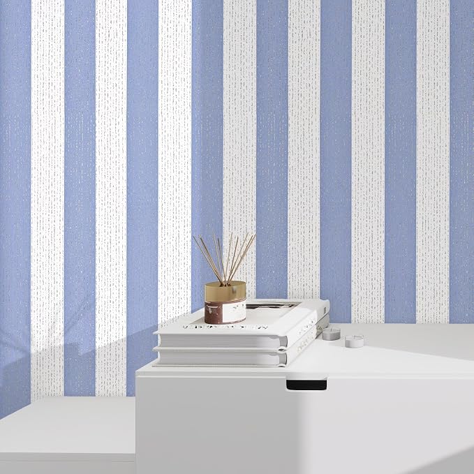 Blue Stripe Peel and Stick Wallpaper A Set of 15.7" x 1181" Blue and White Self-Adhesive Wallpaper Removable Waterproof Contact Paper for Cabinets,Bedroom,Nursery,Accent Wall - Image 6