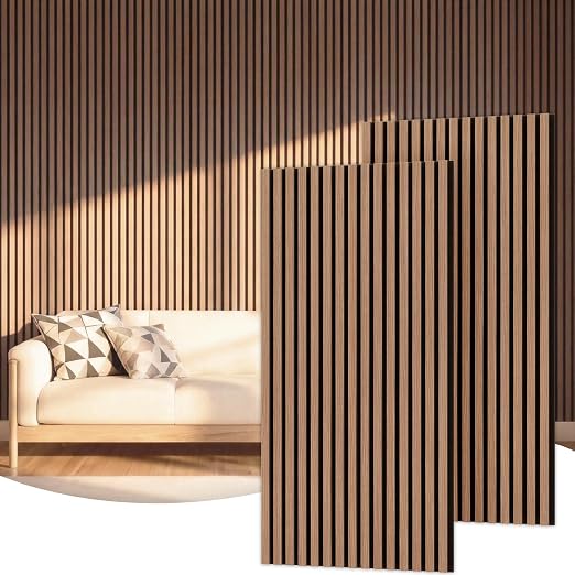 TONOR Wood Wall Panels for Interior Wall Decor-2 Pack 47.2" x 23.6" | Wood Slat Acoustic Panels-15.5ft² for Noise Cancelling and Wall Décor Living Room, Bedroom, Home Decor, Walnut by TONOR