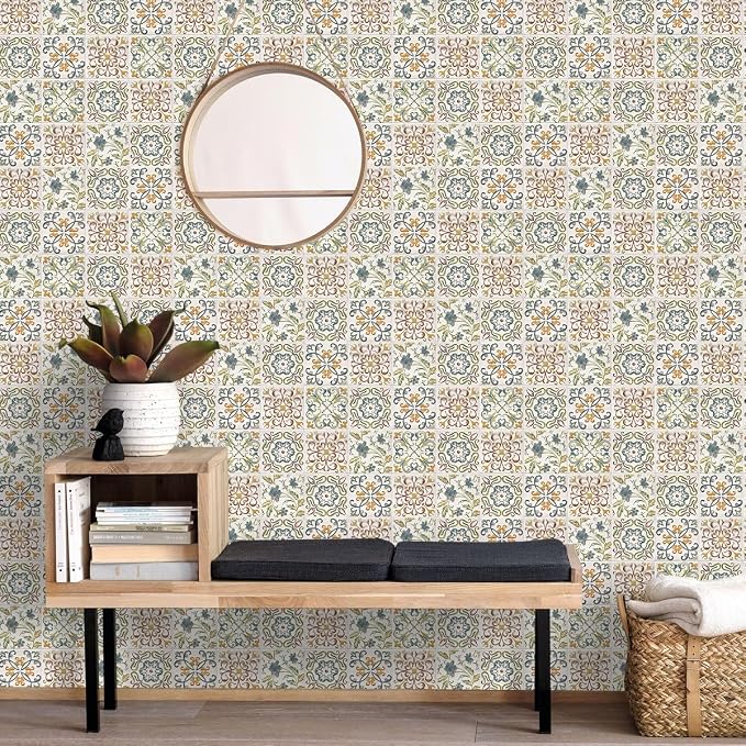 Wudnaye Faux Tile Peel and Stick Wallpaper for Kitchen Backsplash 17"×196" | Moroccan Tile Pattern Contact Paper Peel and Stick Boho Removable Self Adhesive Waterproof Vinyl Wallpaper for Bathroom - Image 9