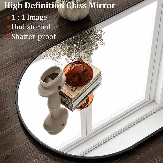 HARRITPURE 20"x30" Arched Bathroom Mirror Wall Mounted Black Arch Mirror - Image 3