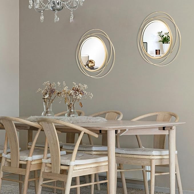 2 Set Circle Mirrors for Wall Decor Living Room Bedroom Entryway - Image 4