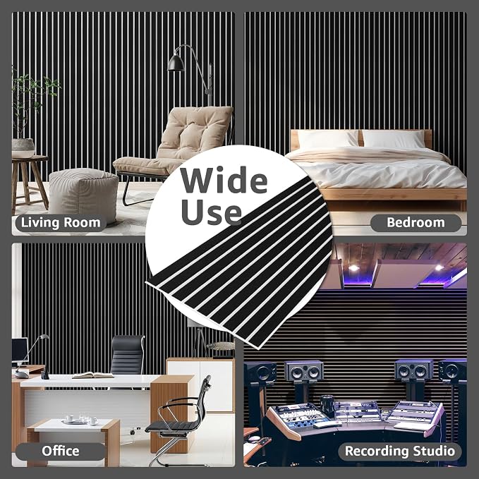 Art3dwallpanels 10 Pack Acoustic Panels, 48" X 12" X 0.43", Black and White | Soundproof Wall Panels, Self Adhesive, High Density Sound Absorbing, Acoustic Treatment for Recording Studio, Office - Image 7