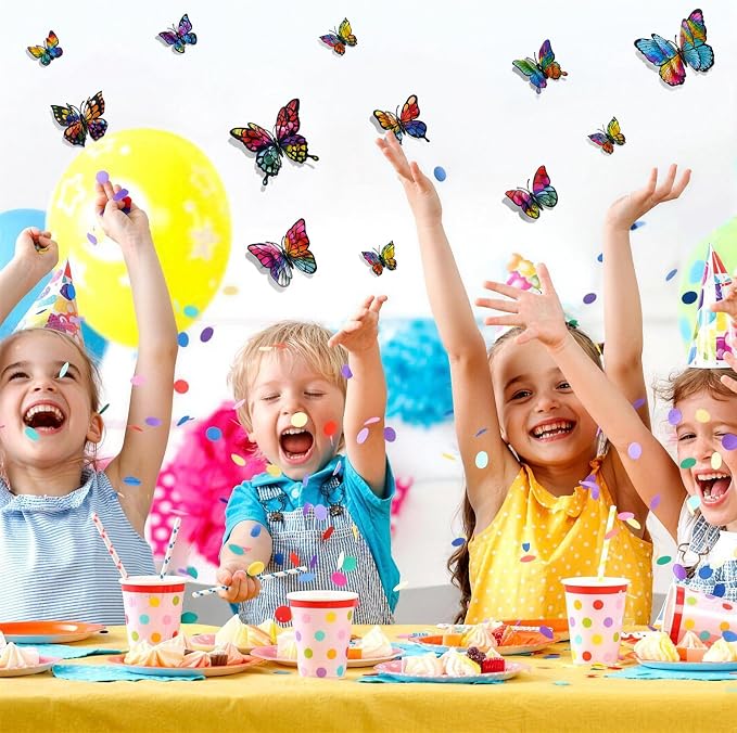 SAOROPEB 3D Butterfly Wall Decor, 24 Pcs Rainbow Butterfly Decorations | Double Layer for Party Decorations Locker Decor Refrigerator Decal, Reusable - Image 2