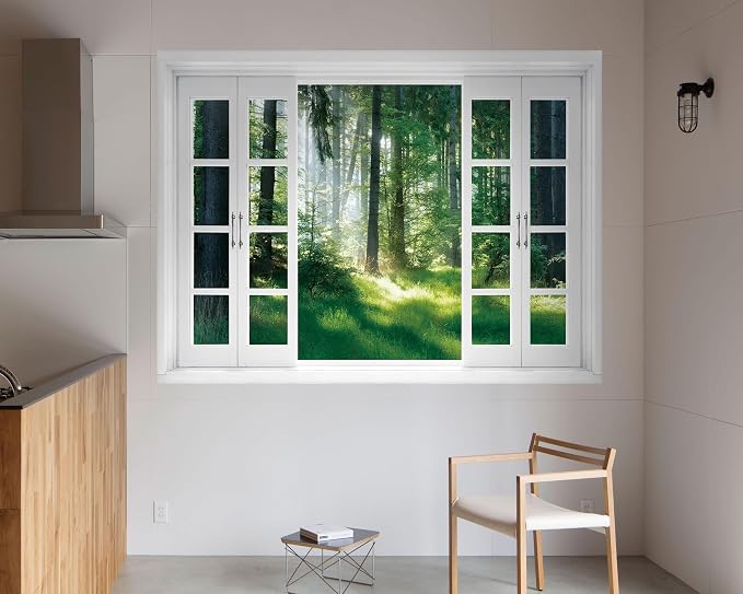 FLFK Fake Window Wall Mural - Nature Scene Forest Peel and Stick Decal, 80 x 60 inches, Set of 5 Sheets - Image 6