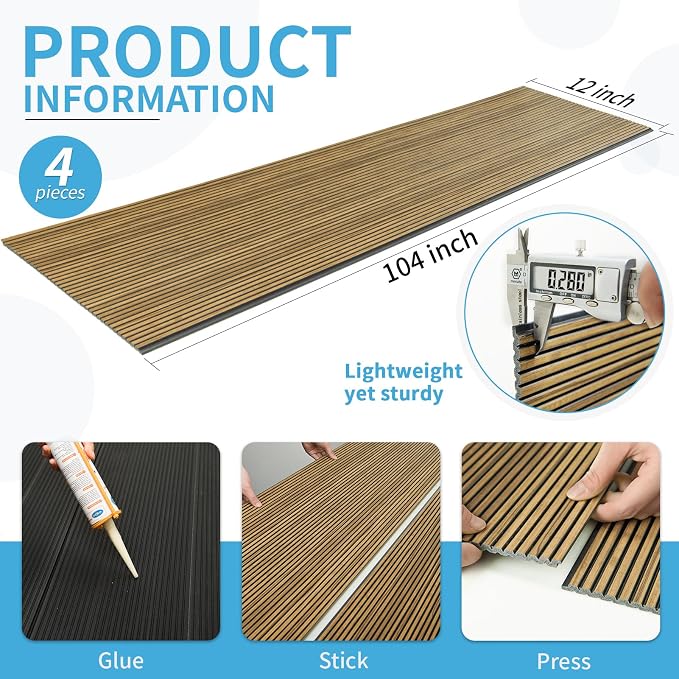 Art3d Fine Bar Design Slim Slat Wall Panel, 104 x 12 Inch, 4-Pack, Teak | Lightweight, Wainscoting, Waterproof, Easy to Clean, Sturdy, Glue on, Elegant Style, for Bedroom, Office, Home Improvement - Image 6