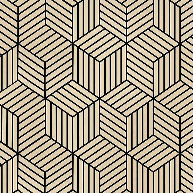 MelunMer Brown Geometric Wallpaper Peel and Stick Removable 17.7”×393” by MelunMer