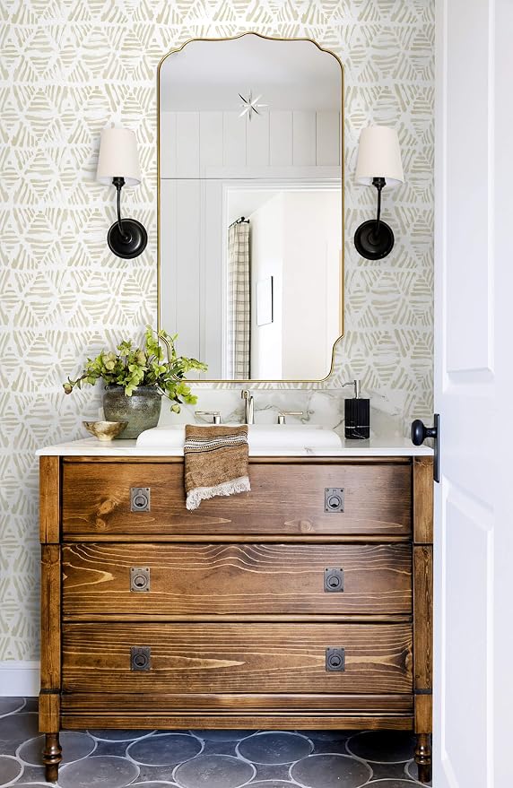Heroad Boho Peel and Stick Wallpaper Beige Contact Paper 17.3''x196'' Geometric Wall Paper Modern Removable Self Adhesive Wallpaper for Bathroom Bedroom Kitchen Cabinet Waterproof Decor Vinyl Roll - Image 4