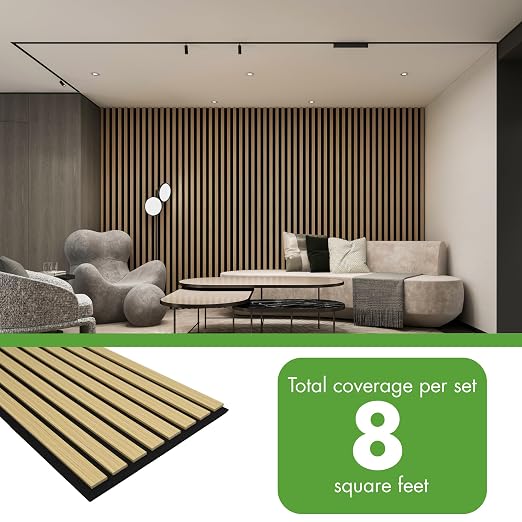 Art3d 4-Pack 12" x 24" Soundproof Wood Slat Panels, 8 sq.ft Acoustic Wall Panels, 3D Wall Panels with Wood Slat Design, Decorative Wood Wall Panel for Accent Walls-Oak - Image 4