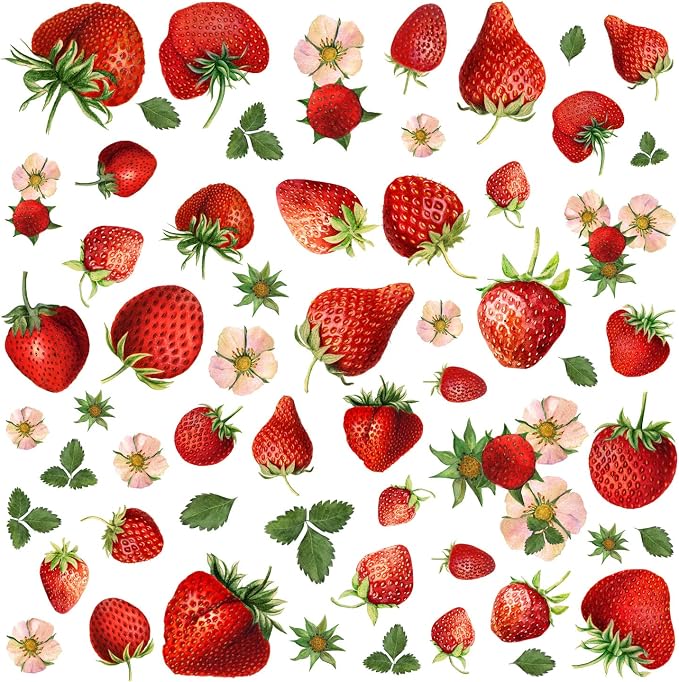 4 Sheets Removable New Strawberry Wall Decal Fresh Fruit Wall Decoration DIY Peel and Stick Wall Art Wallpaper for Bedroom Living Room Kid's Room Nursery Rental House Apartment Decoration - Image 8