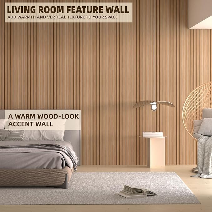 Peel and Stick Wood Slat Wall Panels, Light Yellow, 118 x 15.7 in | 3D Fluted, PVC Paneling for Accent Wall, Ceiling, Living Room, Office, Bedroom - Image 4