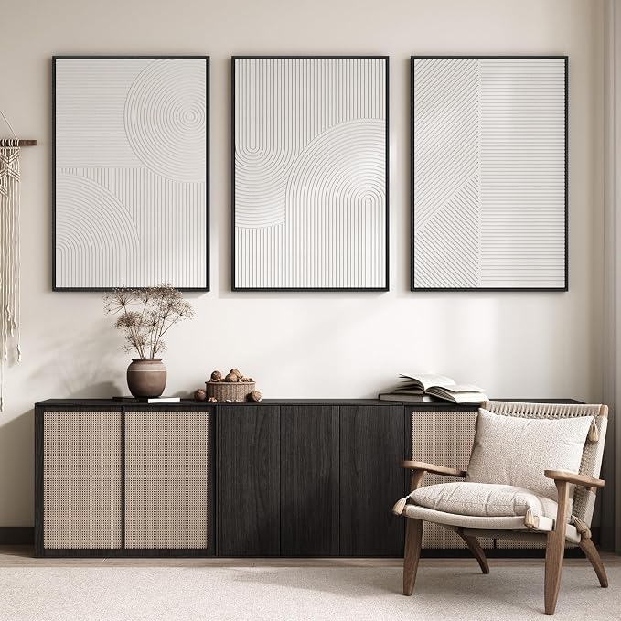 Large 3D Textured Modern White Abstract Wall Art for Living Room, 3 Piece | Solid Wood Framed Artwork for Walls, Set of 3 All White Texture Paintings, 24x36 In Big Pictures Wall Decor Bedroom Office - Image 4