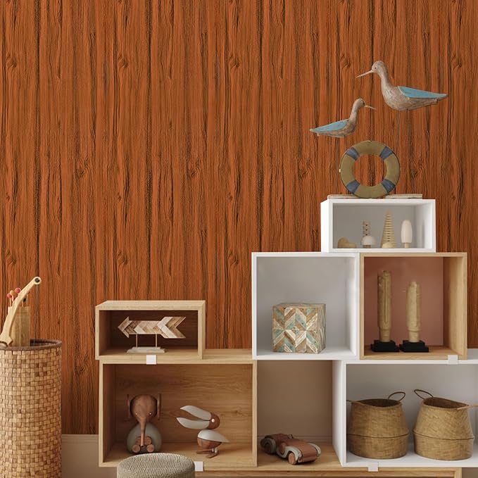 Wood Grain Contact Paper 17.3"x120" Cherry Wood Look Peel and Stick Wallpaper Vintage Removable Self Adhesive Vinyl Faux Wood Wallpaper for Cabinets Countertops Covering - Image 7