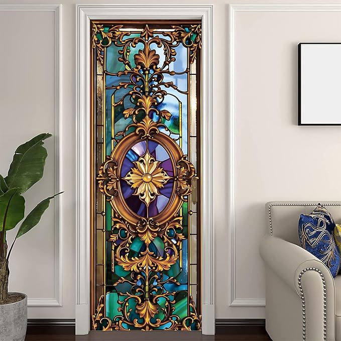 TUOKING Door Sticker,Peel and Stick Removable Vinyl Door Decals | Wallpaper Waterproof Self-Adhesive Mural for Home Decor,Wall Covers Poster,30.3" W x 78.7" L, Set of 2 Sheets - Image 4