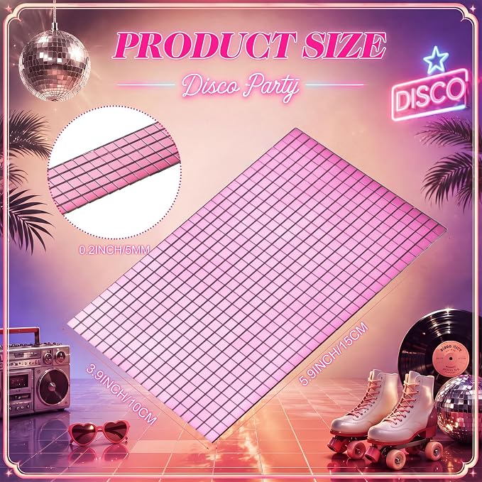 10800 Pieces Pink Disco Mirror Tile Self-Adhesive Mirrors Mosaic Tile - Image 2