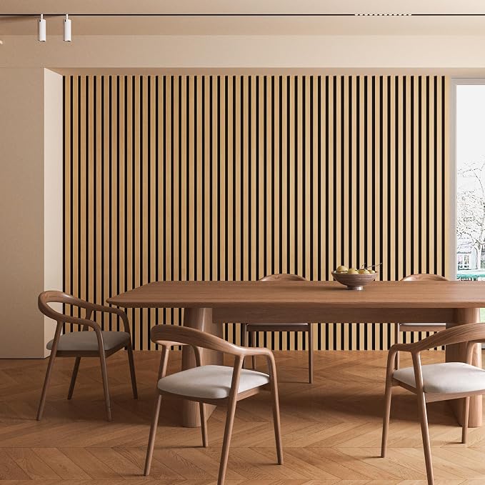 Art3d 2 Pack 94.5 x 24 inch Wood Slat Acoustic Panels for Wall & Ceiling - 31 sq.ft 3D Fluted Sound Absorbing Panel with Wood Finish, Teak - Image 6