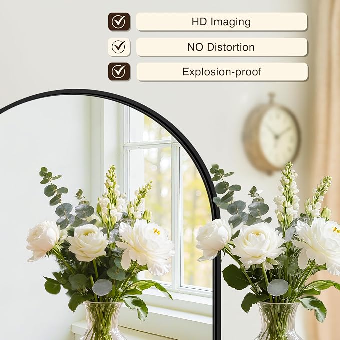 Arched Bathroom Vanity Mirror for Over Sink, 55”x30”, Black - Image 4