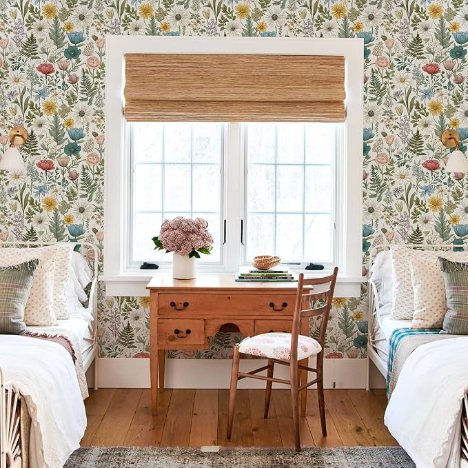 Orainege Floral Wallpaper Peel and Stick Vintage Floral Contact Paper | Green Leaf Contact Paper - Image 7