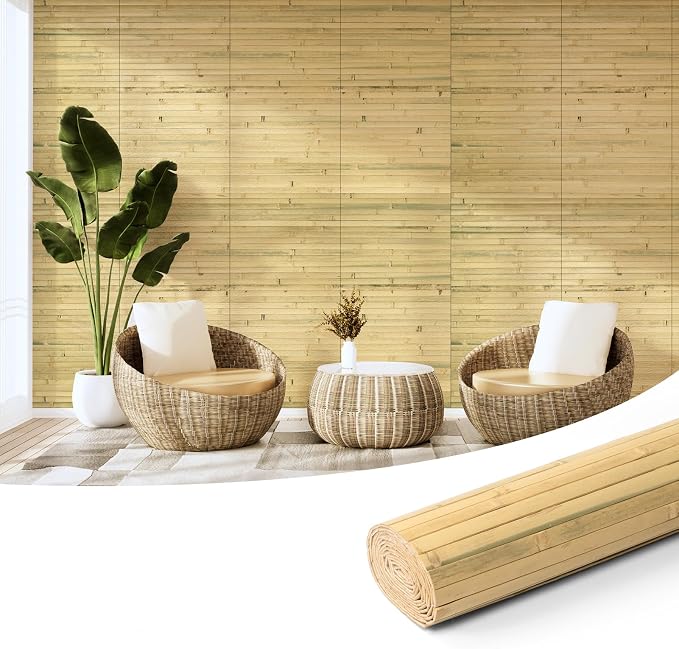 Art3d 12 x 96 in Pole Wrap Natural Bamboo Wall Panel, 1-Pack, Natural | Renewable Raw Board, Waterproof, No Emission, Wear-Resistant, Freely Cuttable, Stylish Wall Decor for Bedroom and Office by Art3d