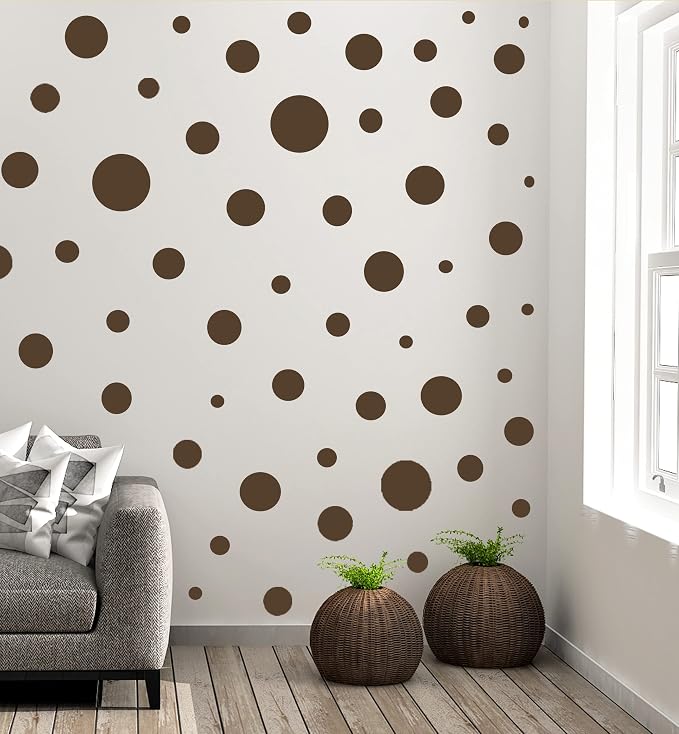 Brown Polka Dot Wall Decals, Room Decor Stickers (Brown) by Create-A-Mural