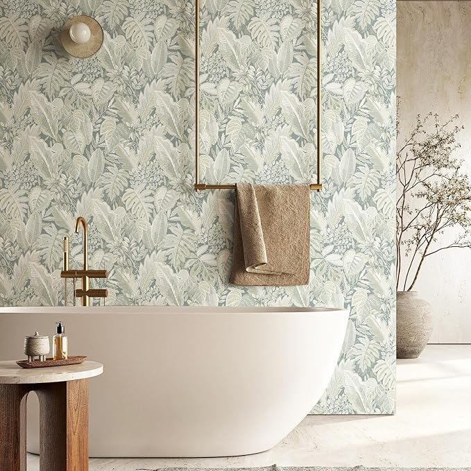 SOON AFTER Coffee Tropical Leaf Peel and Stick Wallpaper, 17.3" x 472" Removable &Waterproof Vinyl Contact Paper, Boho Jungle Leaf Self-Adhesive Wallpaper for Bedroom, Living Room, Cabinets - Image 8