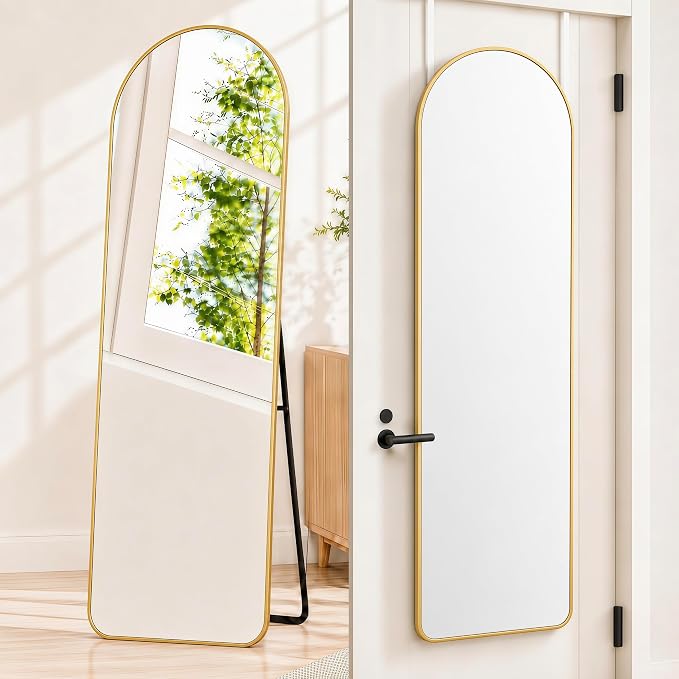 57x20" Full Length Mirror Floor Stand,Over the Door,Wall Mounted Gold by SCWF-GZ